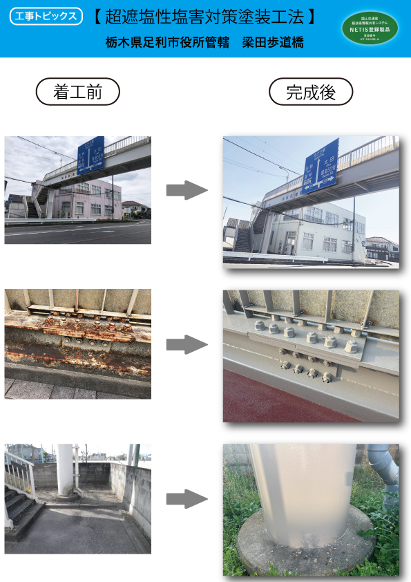 栃木県足利市 梁田歩道橋、ソルティガード工法
